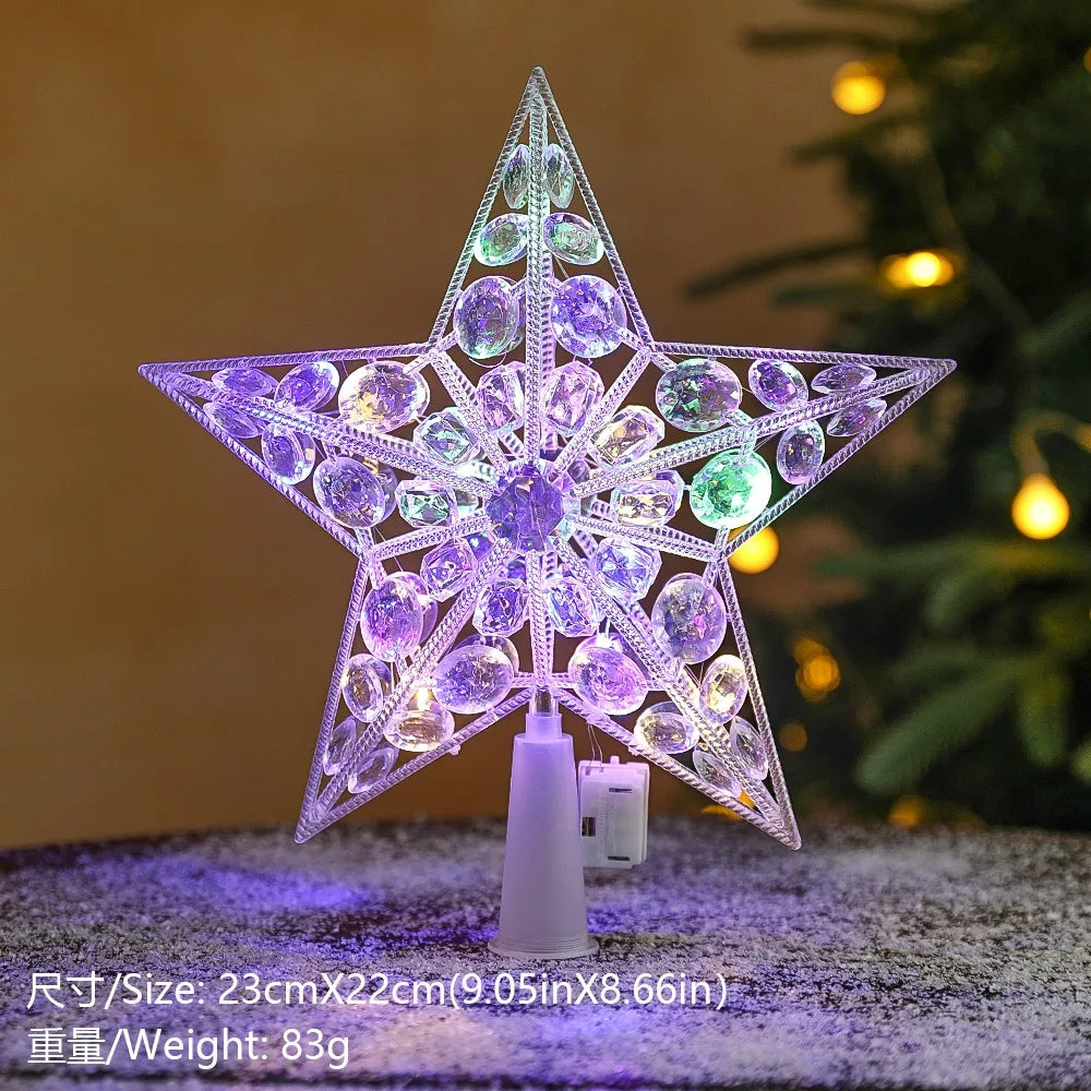 Estrela Ponteira para Árvore de Natal Colorida LED, 15 cm, Pisca-Pisca