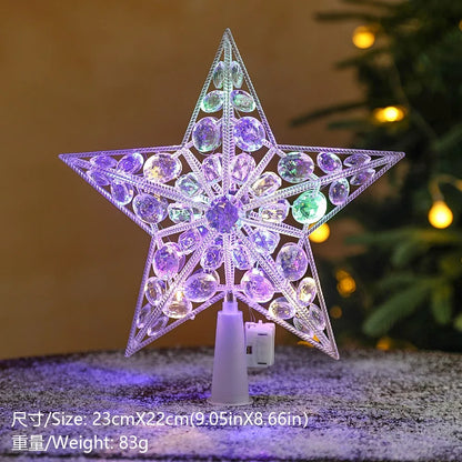 Estrela Ponteira para Árvore de Natal Colorida LED, 15 cm, Pisca-Pisca