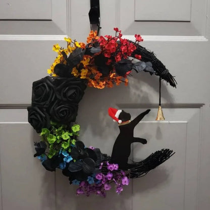 Guirlanda de Halloween, guirlandas de 14 polegadas para decoração bruxa na porta pendura