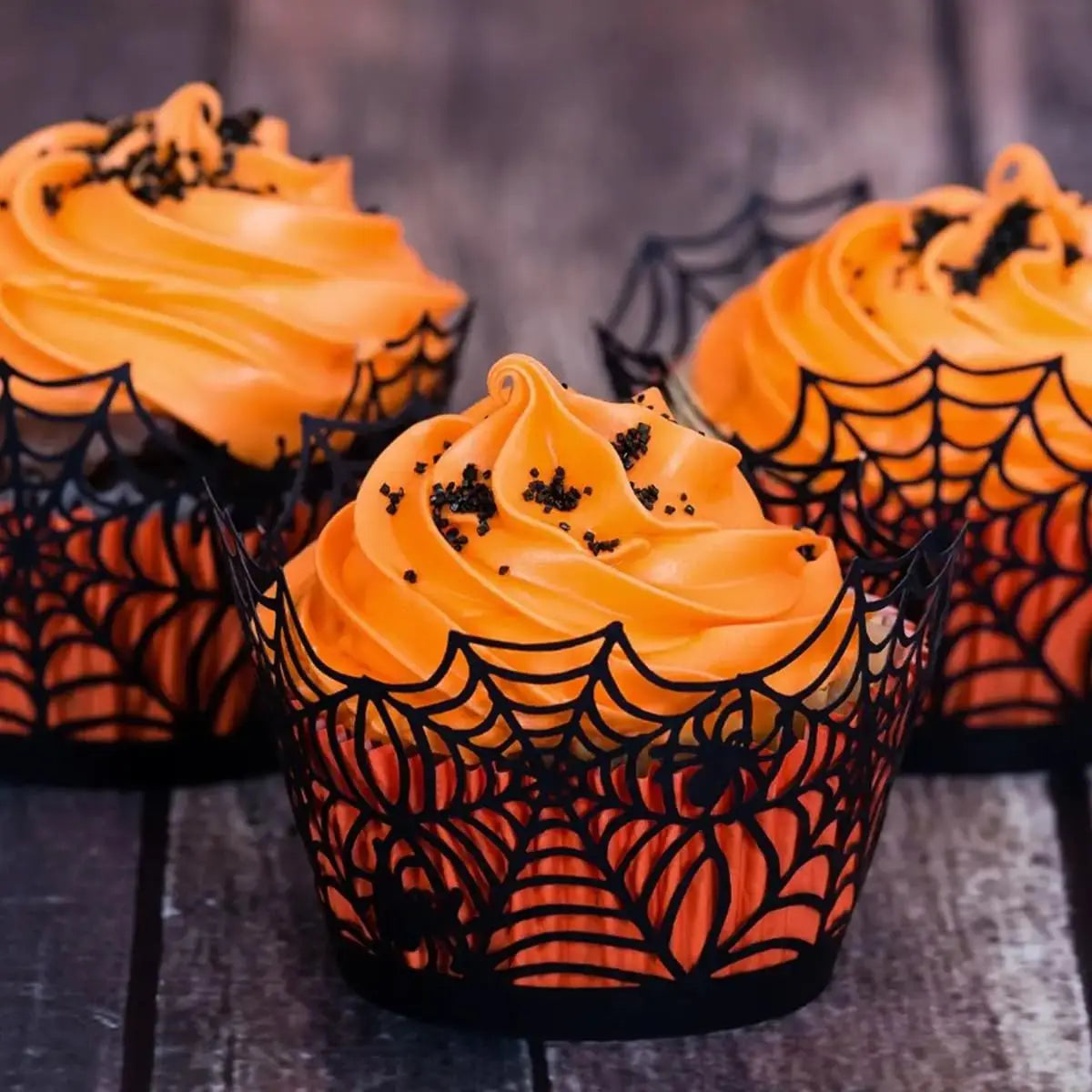 Cesta Formato Teia Aranha Embalagens cupcake, pacote com 48 teias aranha Halloween