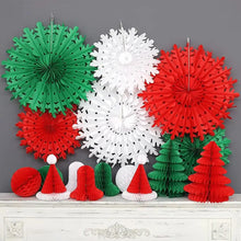 Carregar imagem no visualizador da galeria, Decoração de festa de Natal vermelho verde-branco - 16 peças de lanternas de papel
