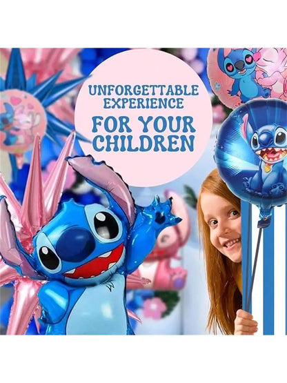 Lilo Stitch e Angel Kit 5 Balões Metalizados Aniversário Festa Decoração Balão Bexiga