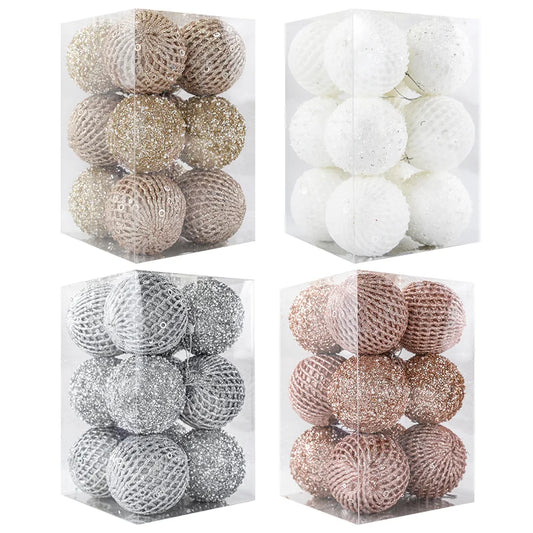 Bola de Natal 12 Peças enfeites natalinos pendurados para uso interno e celebrações, Ouro