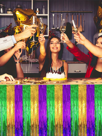 Cortina para eventos carnavalescos Pacote com 1 cortinas com franjas douradas verdes roxa