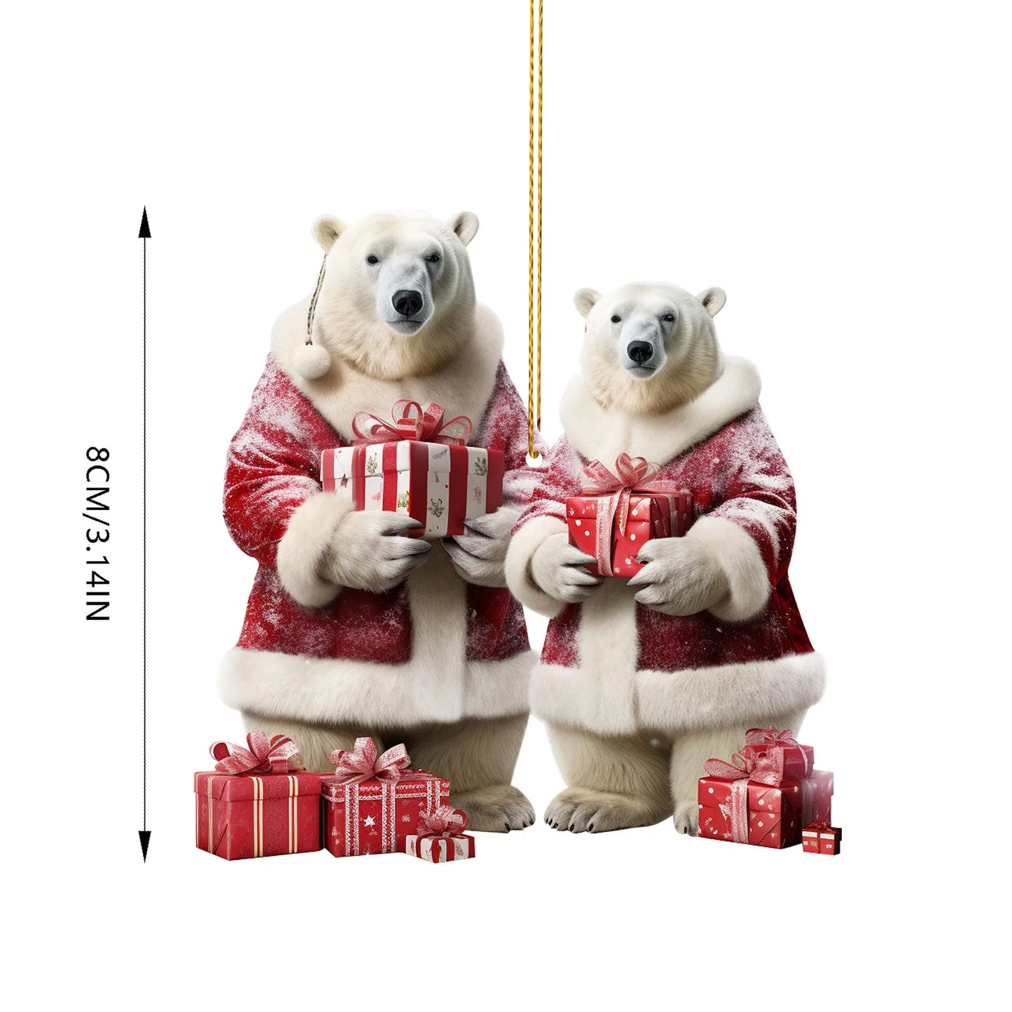 Nature Vibe 12,6 polegadas Sisal urso polar mãe e bebê decorações de Natal