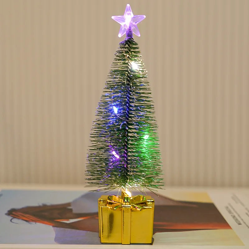 Árvore de Natal Pequena com Luz Multicolorida Conjunto de 3 Luzes LED Coloridas Natal
