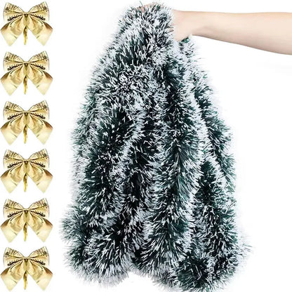 Guirlanda de Natal de 10 metros em 5 peças, guirlanda verde para árvore de Natal, guirlanda