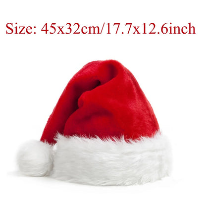 Gorro de Natal Veludo Papai Noel 28x38cm, Touca de Natal Papai Noel Veludo Vermelho e Branco