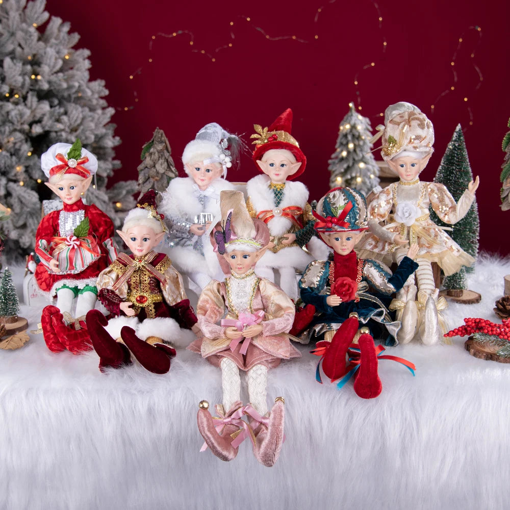 Elfo de Natal, 38cm Macios e Adoráveis Enfeites de Árvore de Natal de Elfos para Árvore de Natal