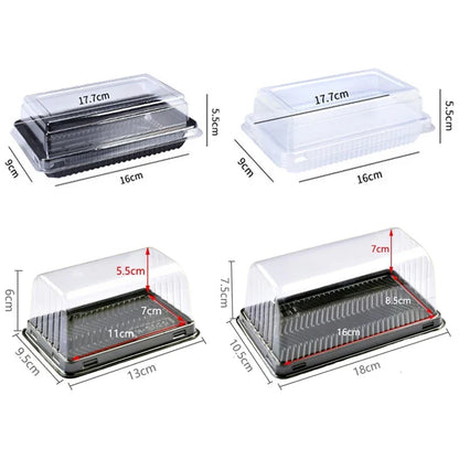 50 Peças, Caixas Retangulares Para Bolo, Recipientes De Plástico Para Swiss Roll
