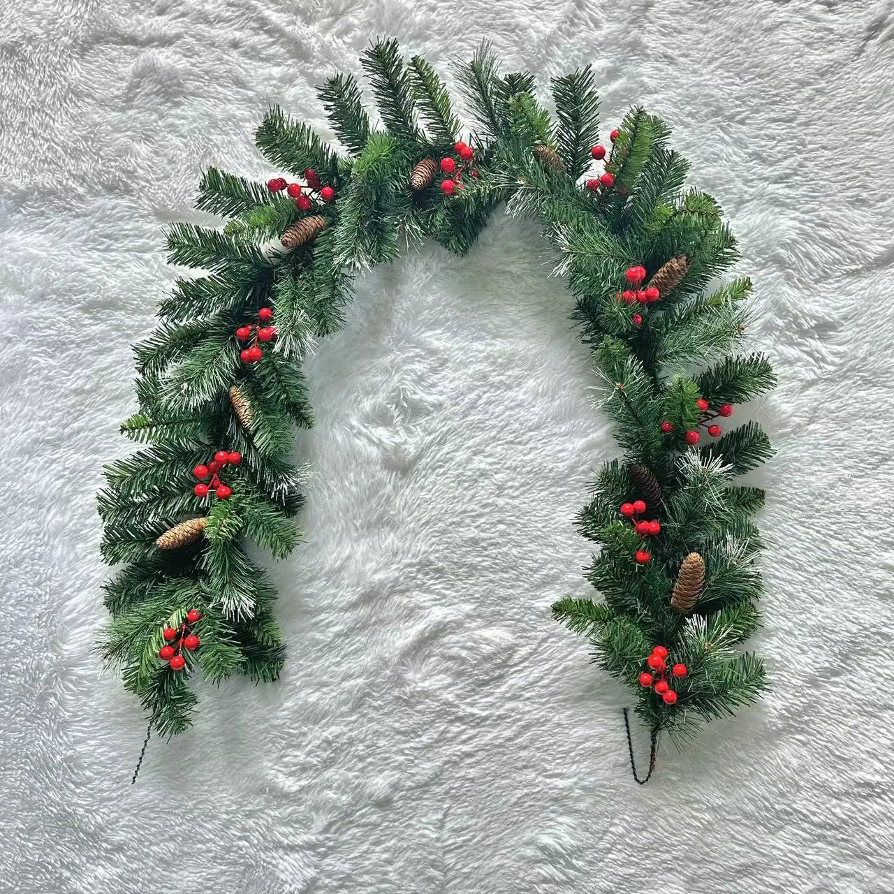 Decoração de Natal, Guirlanda Festão Aramado, 40cm e 60cm, Verde/Vermelho