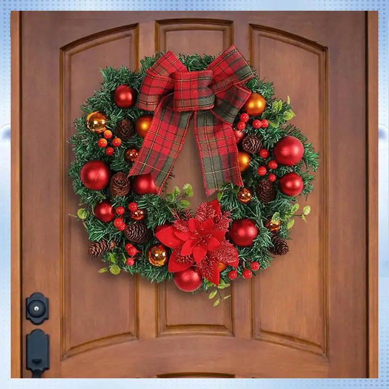 Guirlanda de Natal Ornamento da porta da frente, guirlanda de Natal artificial feliz Natal