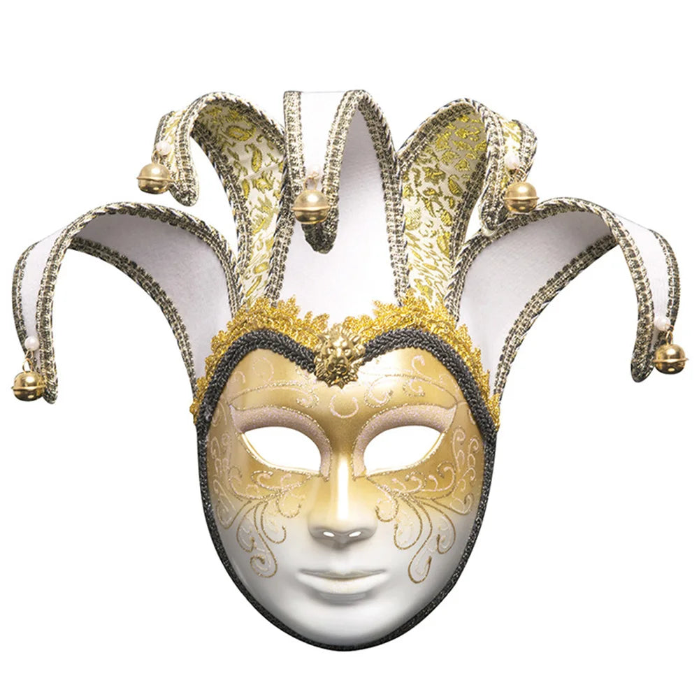 Máscara Veneziana de Corte em Tons de Azul e Dourado, Inspirada nos Tradicionais Carnavais de Veneza