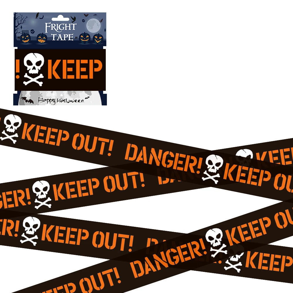 Pacote com 1 fita de advertência de Halloween, decoração de Halloween, fita de perigo