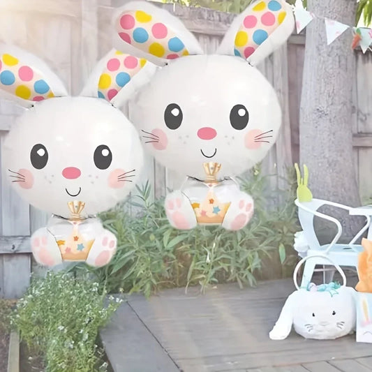 1/2/3 Peças Balões metalizados coloridos de coelho, decoração para festa de Páscoa
