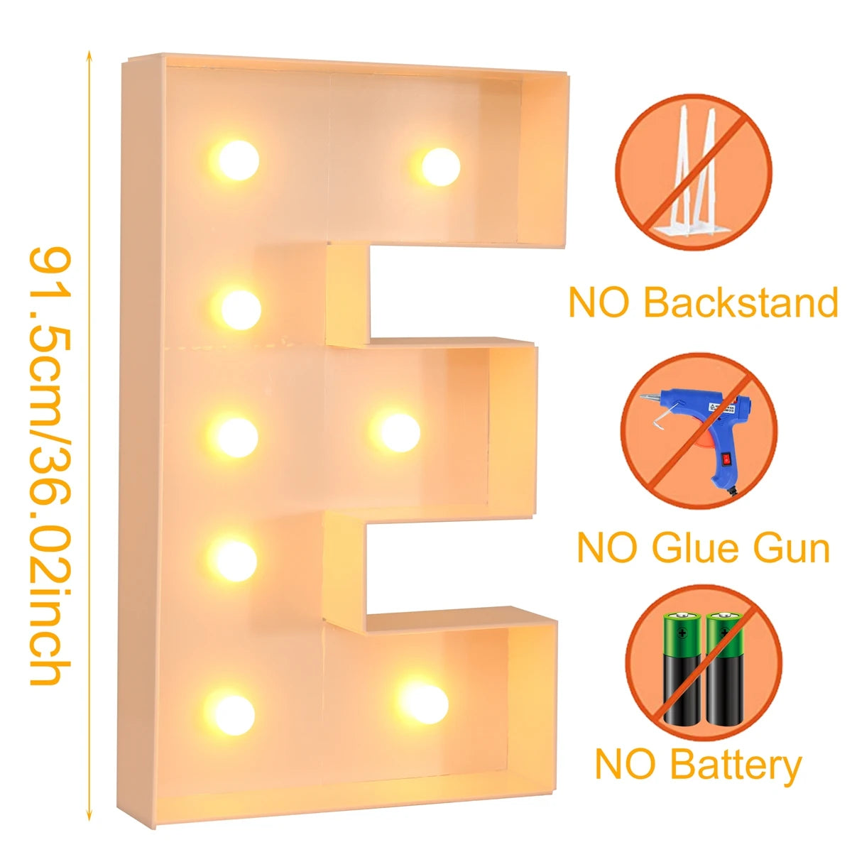 91,5 cm luz quente letra gigante led luz quadro caixa de enchimento de balão