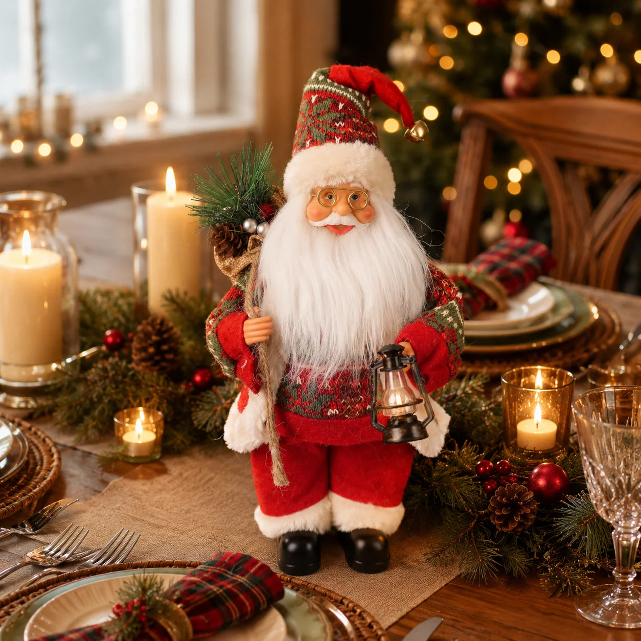 Papai Noel de Vermelho Decoração de Natal, Papai Noel de Luxo, Enfeite Natalino Grande