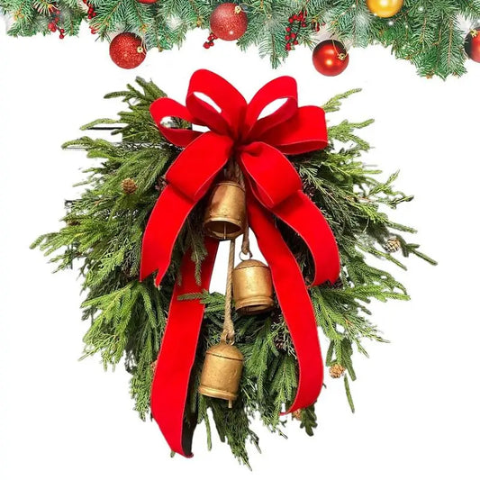 Guirlanda de Natal artificial verde de 19 polegadas com sino