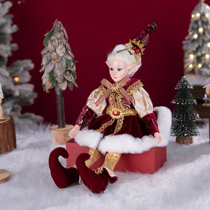 Elfo de Natal, 38cm Macios e Adoráveis Enfeites de Árvore de Natal de Elfos para Árvore de Natal