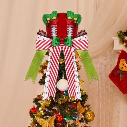 Ponteira Natal Premium Ponteira Decorativa Árvore de Natal, Enfeite Árvore Natalina Chapéu Vermelho Bengalas