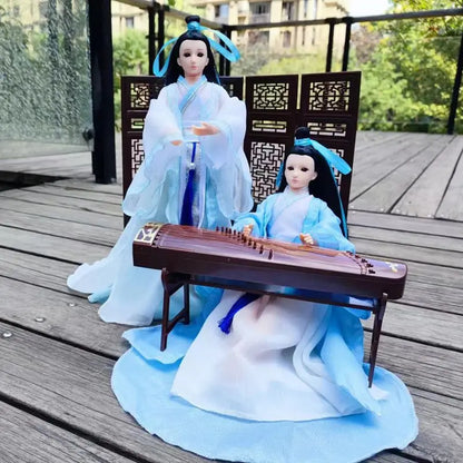 Boneca chinesa para menina, de boneca da Ásia com sapatos de suporte, cocar, boneca