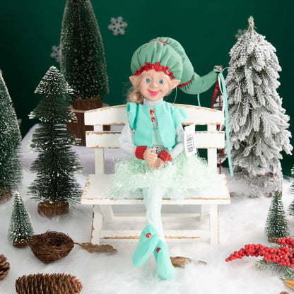 Elfo Decorativo para Shopping, Elfo Estatueta Pelúcia Artesanal Natal Vermelho, Verde, Rosa e Vinho