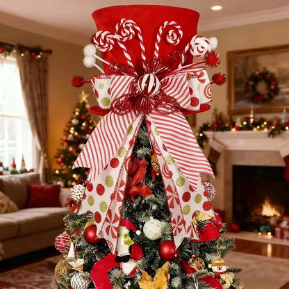 Topo de Árvore de Natal Chapéu de Árvore de Natal de Bengala Doce, Chapéu de Topo de Árvore Vermelho