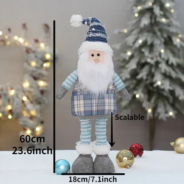 Boneca Papai Noel | Azul Xadrez Papai Noel de Neve Elk Recheado Boneca de Pelúcia