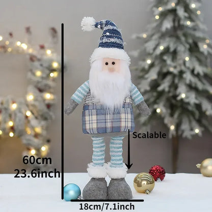 Boneca Papai Noel | Azul Xadrez Papai Noel de Neve Elk Recheado Boneca de Pelúcia