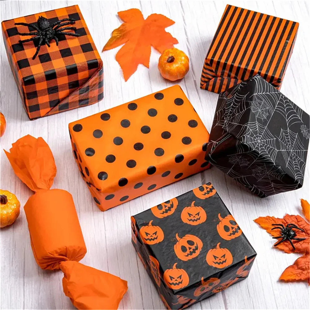 Papel de Seda Decorativo (Papel Tecido) com Estampas Temáticas de Halloween 50cm*35cm