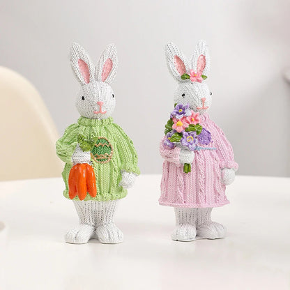Boneco Coelho da Páscoa Roupas Coelhinhos de resina artesanais em formato de cenoura