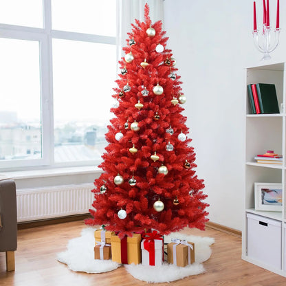 Árvore de Natal vermelha artificial, árvore de Natal Vermelho verdade, árvore fina artificial