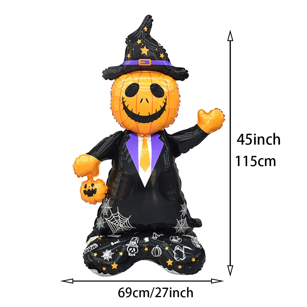 Montar Kit Decoração Festa Halloween: Painel Mesa + 4 Balões Metalizados +5 Bexigas