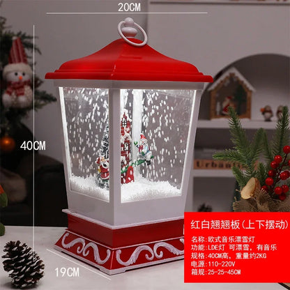 Poste lanterna natal decorativa com luz LED poste decorativo papai Noel Natal Luz e Neve