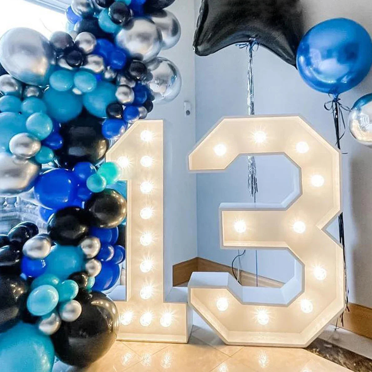 Moldura de letreiro com números iluminados de 4 pés com 60 números grande lâmpadas