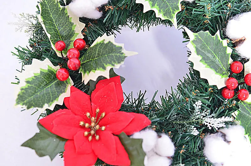 Guirlanda de flores de algodão seco, guirlanda de Natal, pingente de porta, decoração