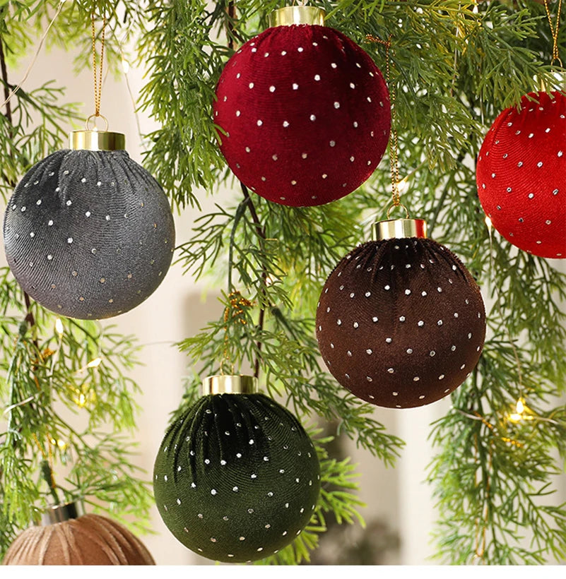 Bola de Natal de veludo bolas de enfeites de Natal de veludo de 8 cm para o Natal, 12 peças