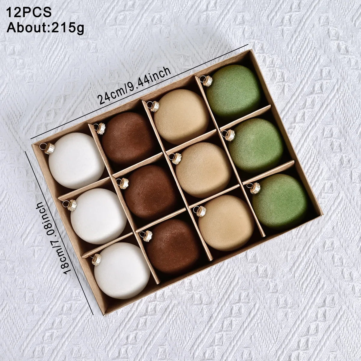 Bola de árvore de Natal reunida Veludo - 12 peças de enfeite de árvore bolas reunidas