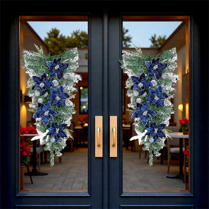 Guirlanda de Natal Azul Escuro em forma de gota para escadas de Natal, guirlandas Natal