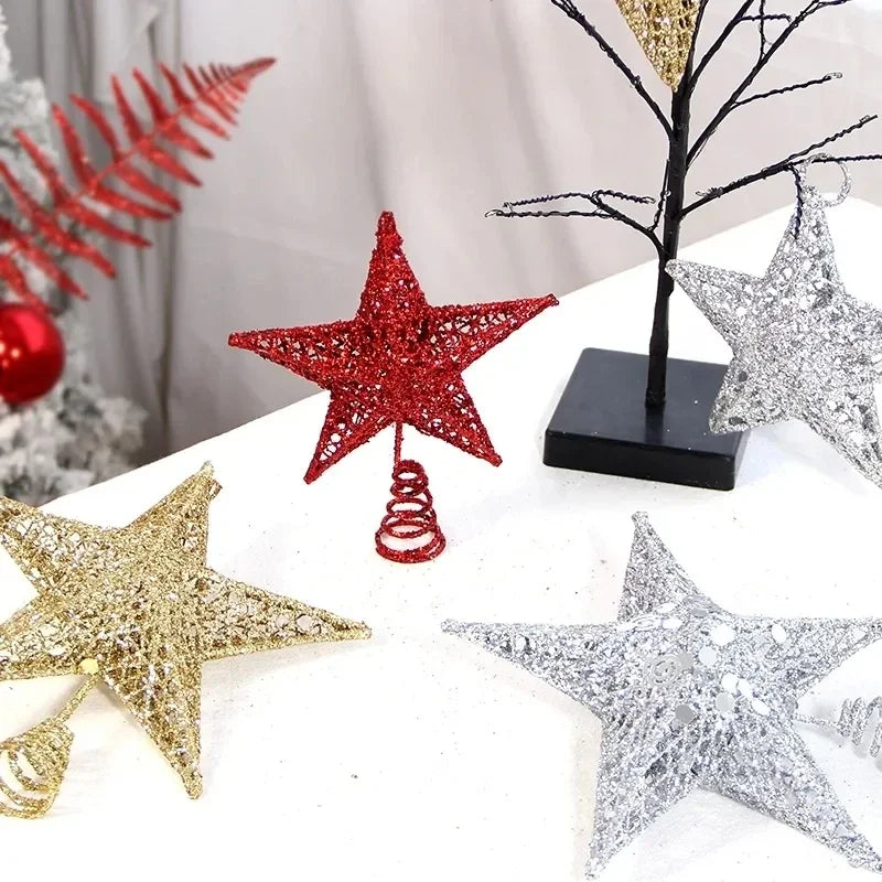 Ponteira Estrela Brilhante Glitter Dourada Prata Vermelha Ponteira Grande 20 cm Árvore