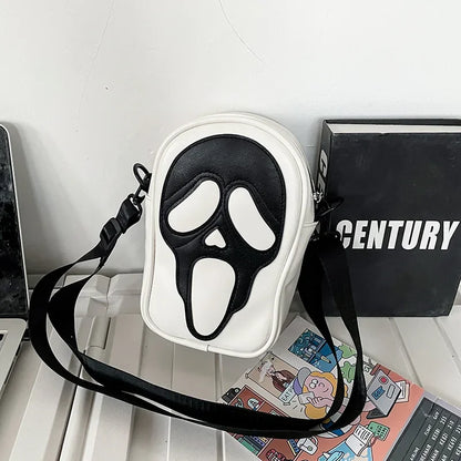 Bolsa transversal com rosto de fantasma refletivo de Halloween para mulheres e homens