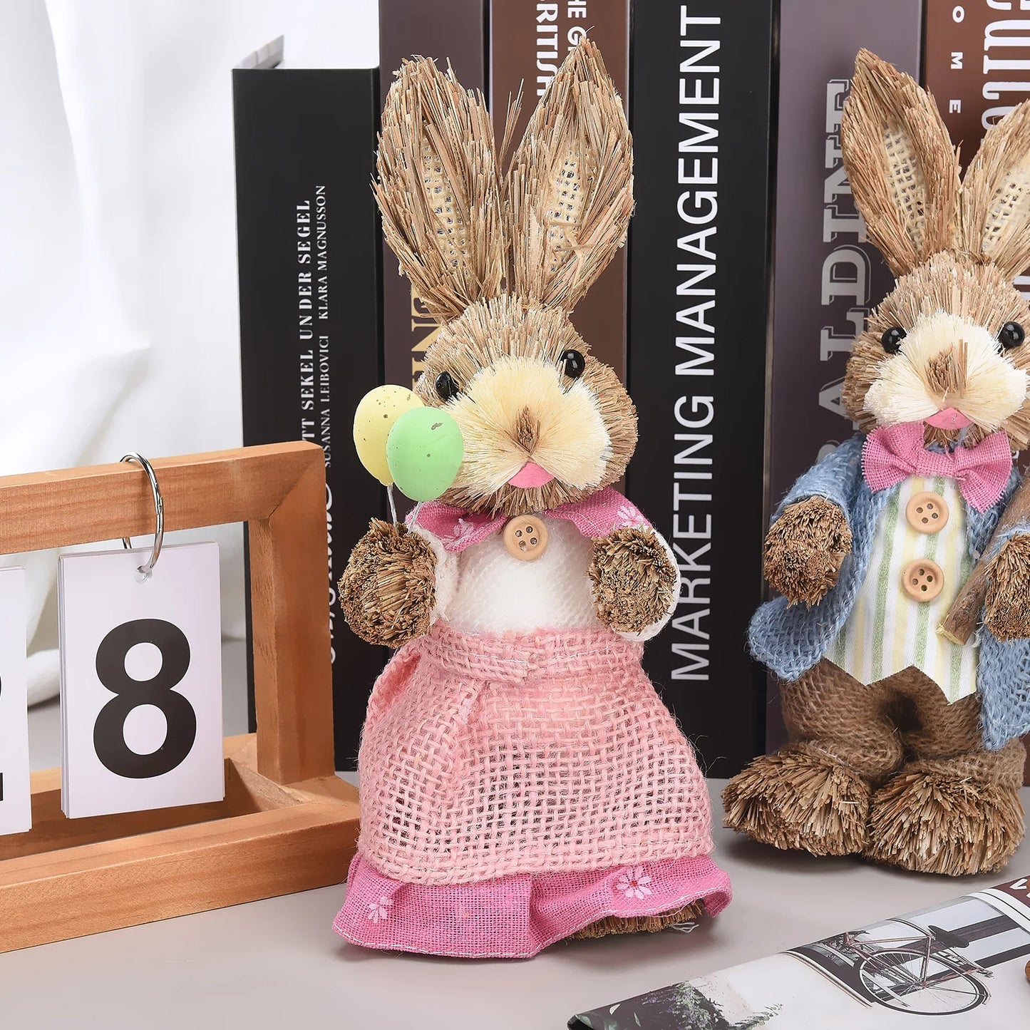 Decorações de páscoa coelhos modelo animal 2 peças enfeites de festa de páscoa