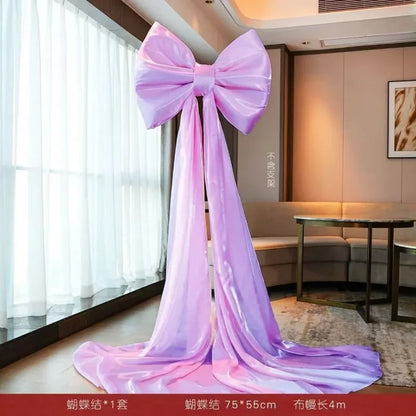 Laço decorativo grande, laço gigante de veludo vermelho, cenário casamento, decoração