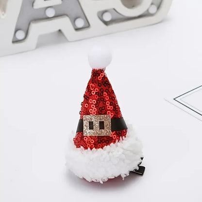 Grampo de cabelo mini chapéu de papai noel Presilhas de cabelo de chapéu Natal