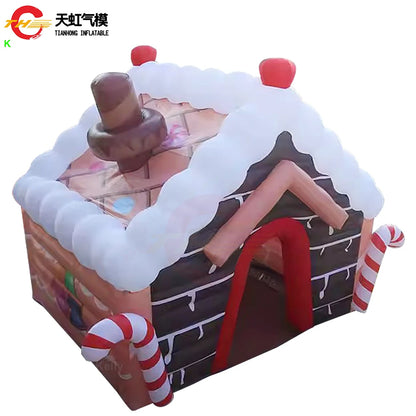Casa inflável de Natal 3D inflável Natal ao ar livre LED 3D Arco Natal Inflável Grande Enfeite