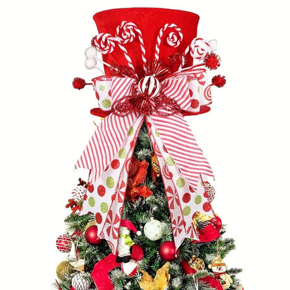 Topo Ponteira Árvore de Natal Chapéu Dobrável Chapéu de Árvore de Natal de Bengala Doce, Chapéu de Topo