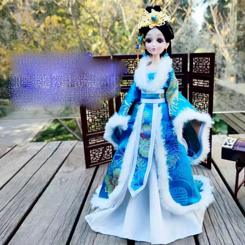 Boneca chinesa para menina, de boneca da Ásia com sapatos de suporte, cocar, boneca
