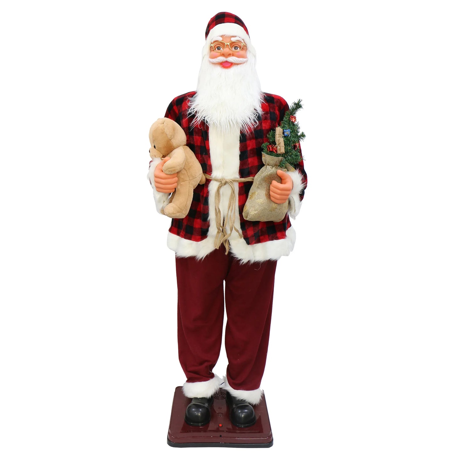 Boneco Papai Noel de Shopping Decoração 1.8 metros e Papai Noel Musical com Saxofone