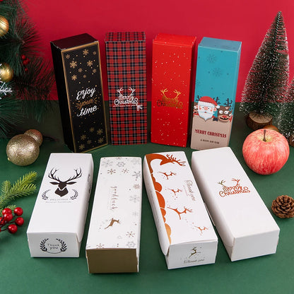 Caixa para Presentes e Doces Feliz Natal, de Papel Duplex e Tampa Visor Acetato