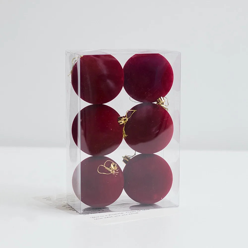 Bola de Natal Vinho vermelho Pingente De Bola De Natal De Veludo, Enfeites De Árvore